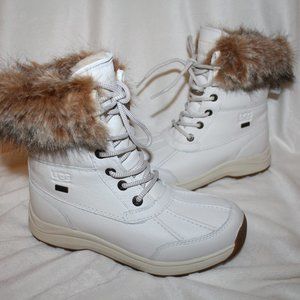 NIB UGG ADIRONDACK III WOMEN'S LEATHER FUR TRIMMED SHEARLING LINED BOOTS